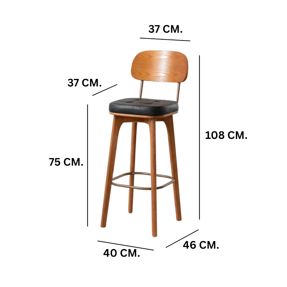 เก้าอี้บาร์ MY DOLLS HOUSE COCO 75 ซม. สีไม้อ่อน เบาะสีดำ